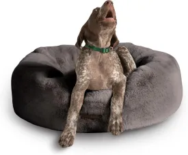 UnHide Floof Pet Bed - Medium (28" x 10") - Extra Soft Dog Bed - Removable Faux Fur Cover - Machine Washable - Helps Ease Pet Anxiety & Provides The Perfect Sleep - Charcoal Charlie