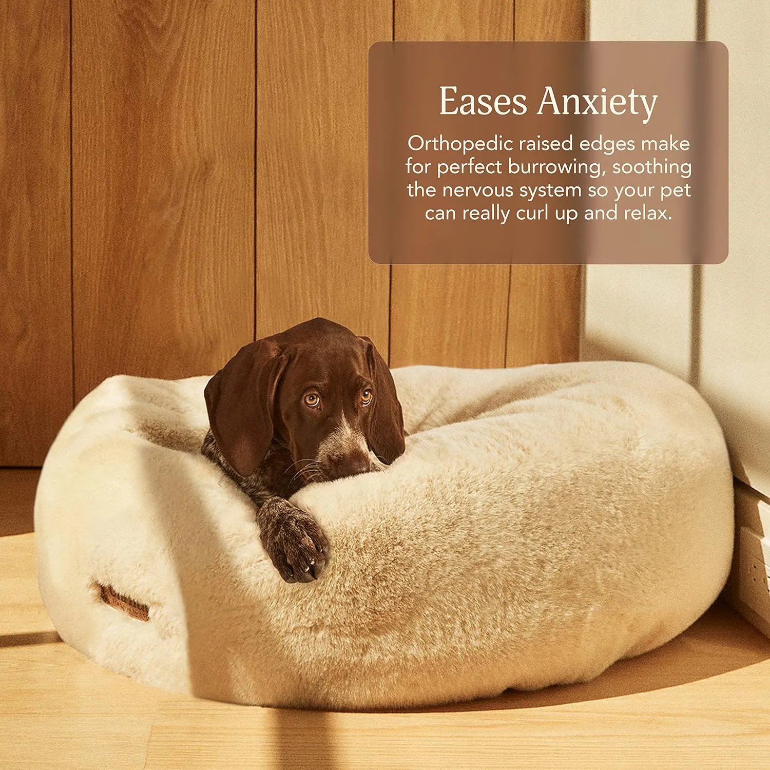 UnHide Floof Pet Bed - Medium (28" x 10") - Extra Soft Dog Bed - Removable Faux Fur Cover - Machine Washable - Helps Ease Pet Anxiety & Provides The Perfect Sleep - Charcoal Charlie