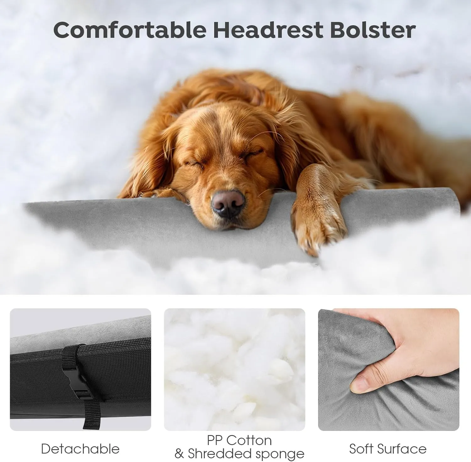 Veehoo Large Elevated Dog Bed, Outdoor Raised Dog Cot Hammock Bed with One-Sided Removable Headrest Bolster, Cooling Breathable Washable Teslin Mesh, Off Ground, Anti-Slip, L, CWC2204BCP