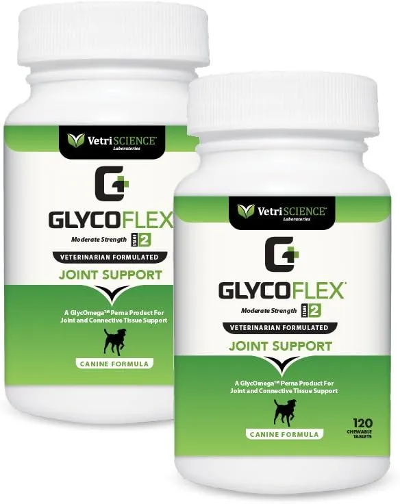 VETRISCIENCE Glyco Flex 2 Hip and Joint Supplement for Dogs, Chewable Tablets (2 pack)