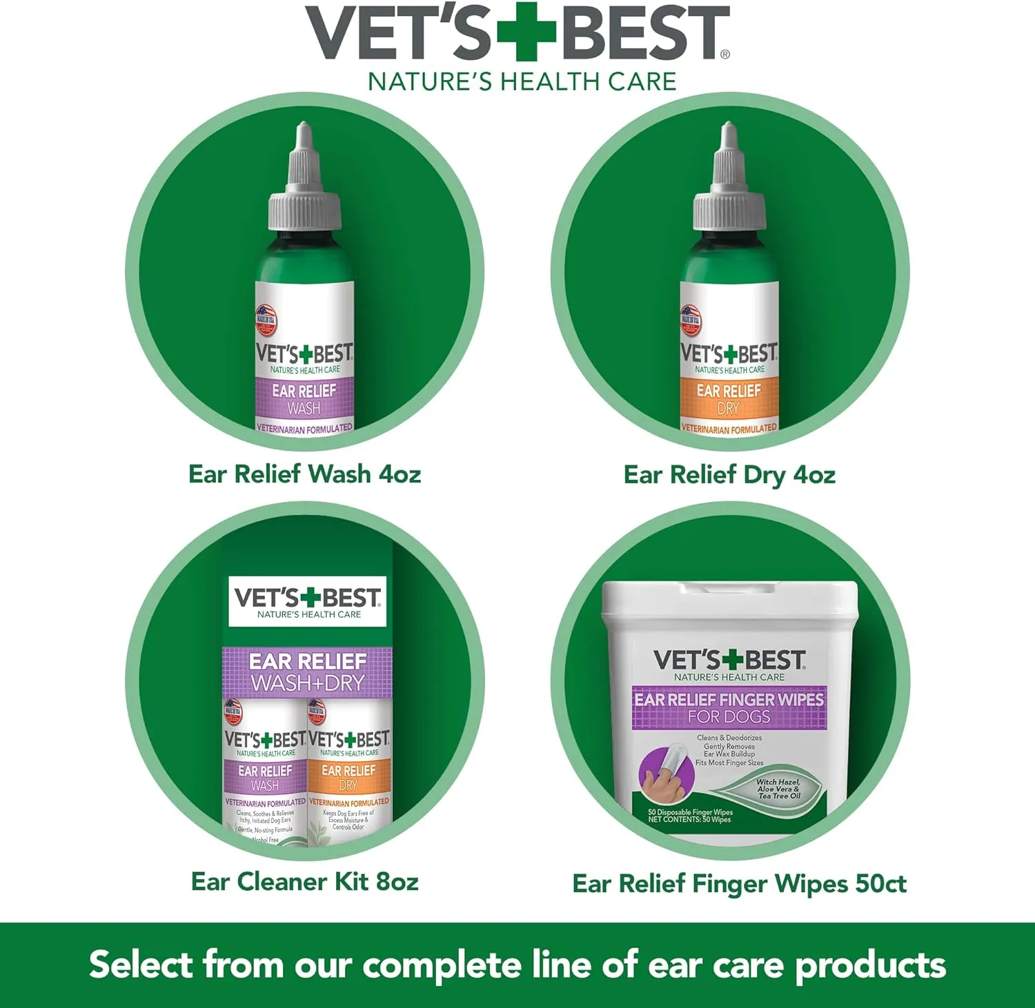 Vet's Best Dog Ear Relief Wash - Alcohol-Free No-Sting Formula - Controls Odors & Itching - Cleans Wax & Debris - 16 Ounces