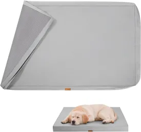 Waterproof Dog Bed Cover, Replacement Dogs Beds Covers with 3-Sided Continuous and Smooth Zipper, Washable Removable Pet Bed Mattress Protector Cover, 36x27x3 inch - L, Cover Only, Grey