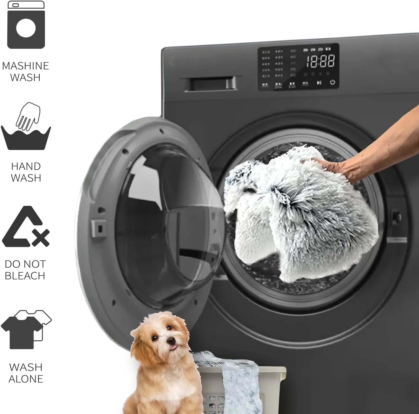 Waterproof Dog Bed Cover, Soft Plush Pet Blanket with Anti-Slip Back for Bed Couch Sofa, Furniture Protector for Small, Medium and Large Dogs and Cats (Magic Gray, 30"x90")
