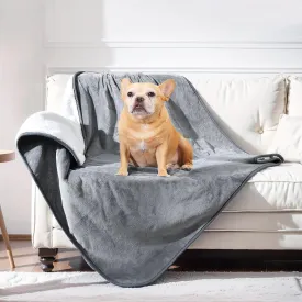 Waterproof Dog Blanket Bed Cover for Bed Couch Sofa, Liquid Pee Proof Pet Blanket Washable, Reversible Sherpa Fleece Blanket Furniture Protector for Medium Large Dogs CatsGray, 50"x 60"