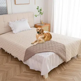 Waterproof Dog Blanket, Washable Pet Couch Covers for Dogs, Sofa Bed Furniture Protector Cover for Puppy Kids Reversible(82x102 Inch, Cream Khaki)