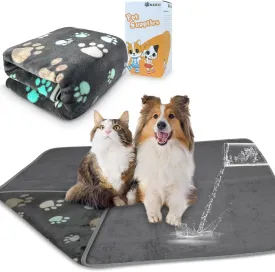Waterproof Dog Blankets for Large Dogs, 41" x 31" Dog Blanket Washable, Soft Fluffy Flannel Pet Blanket Mat Cover for Bed Couch, Cute Print Puppy Blanket