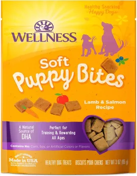 Wellness Puppy Treats, Natural, Training Treat, Grain Free, Soft Lamb & Salmon (3 Ounce bag)