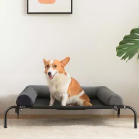 WESTERN HOME WH Elevated Dog Bed Cot, Raised Outdoor Dog Bed with Bolster for Medium Dogs, Slightly Chew Proof Portable Cooling Pet Cot with Breathable Mesh, Skid-Resistant Feet, Grey, 36 inches