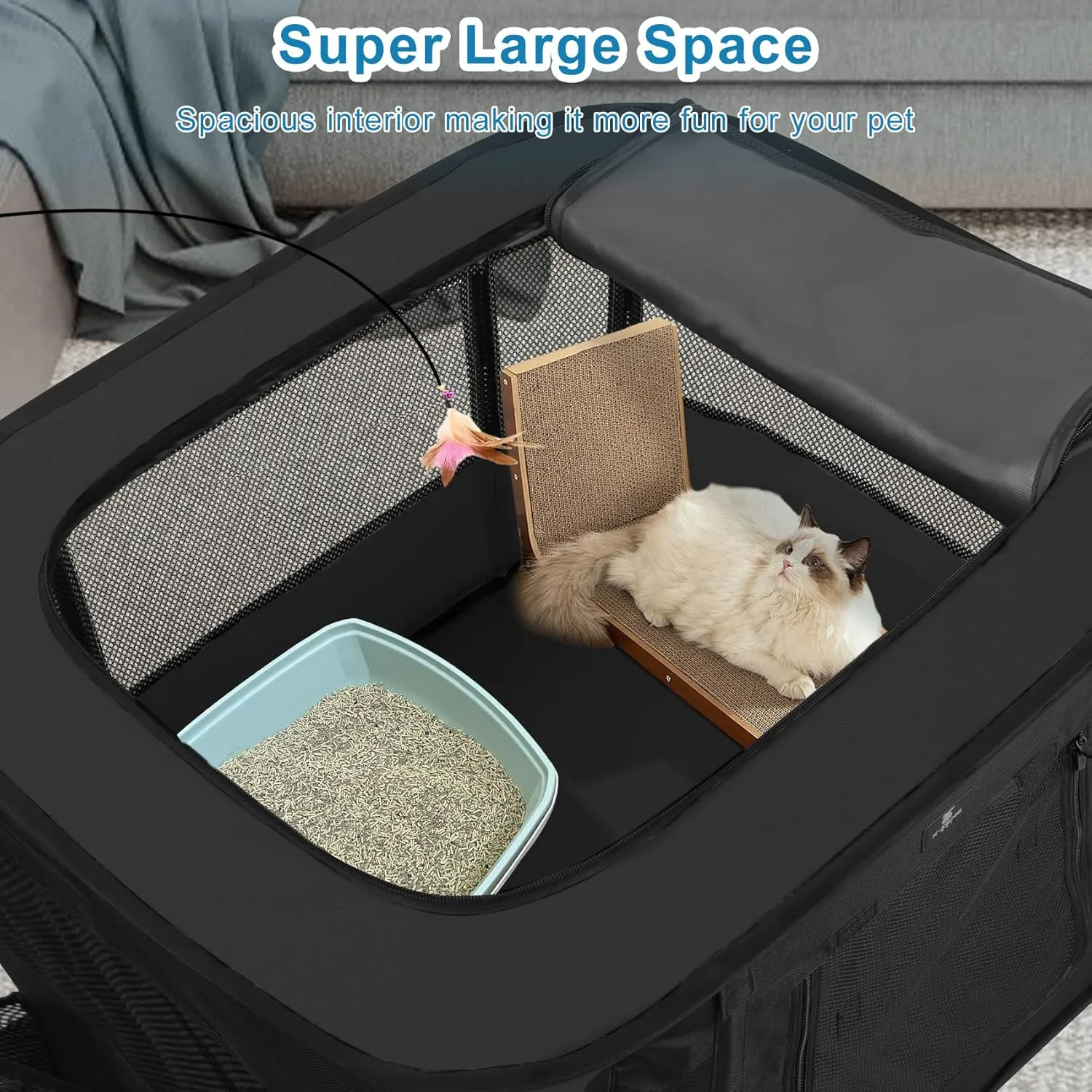 X-ZONE PET Dog Playpen, Puppy Cat Play Pen Portable Foldable Indoor/Outdoor Tent Crate Cage, Portable Pet Crate Medium Size Black 33"