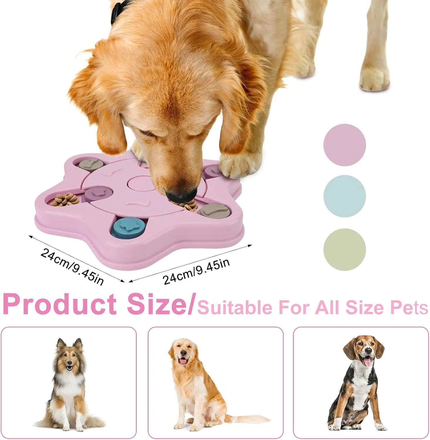 Zoyiancy Interactive Dog Puzzle Toys, Pet Puzzle Slow Feeder, IQ Stimulation Treat for Training, Mental Slow Feeder for Puppy Cats Toys Gifts (Pink)