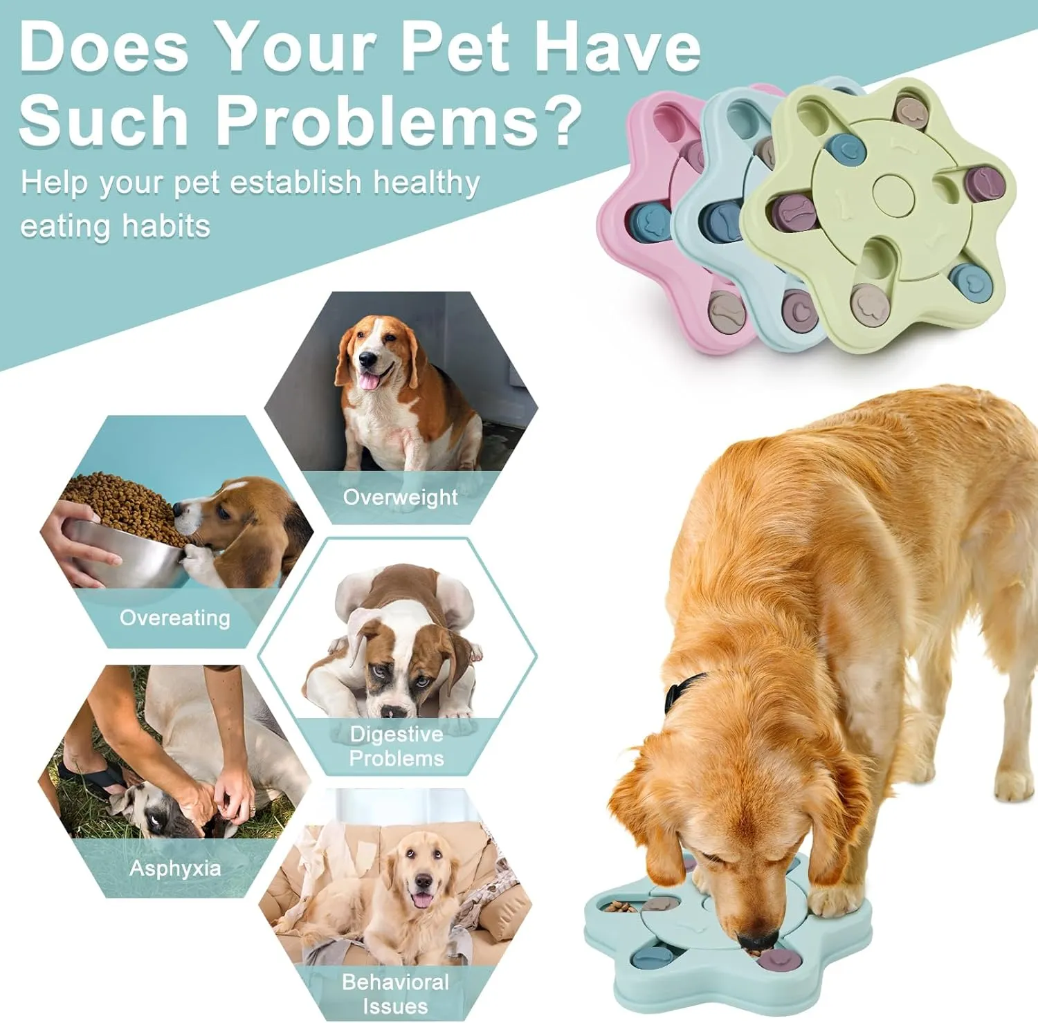 Zoyiancy Interactive Dog Puzzle Toys, Pet Puzzle Slow Feeder, IQ Stimulation Treat for Training, Mental Slow Feeder for Puppy Cats Toys Gifts (Pink)