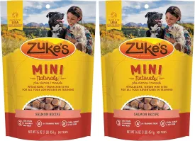 Zuke's Mini Naturals Dog Training Treats, Salmon Recipe, Soft Mini Dog Treats with Vitamins & Minerals, Made for All Breed Sizes (Salmon, 16 Ounce (Pack of 2)