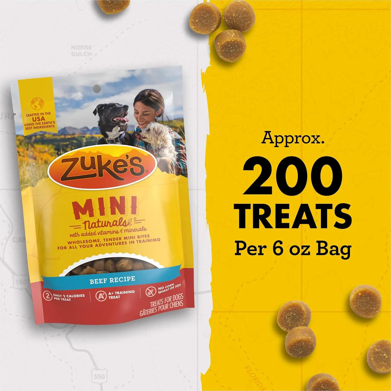 Zukes Mini Naturals Soft And Chewy Dog Treats For Training Pouch, Natural Treat Bites With Beef Recipe - 6 oz. Bag