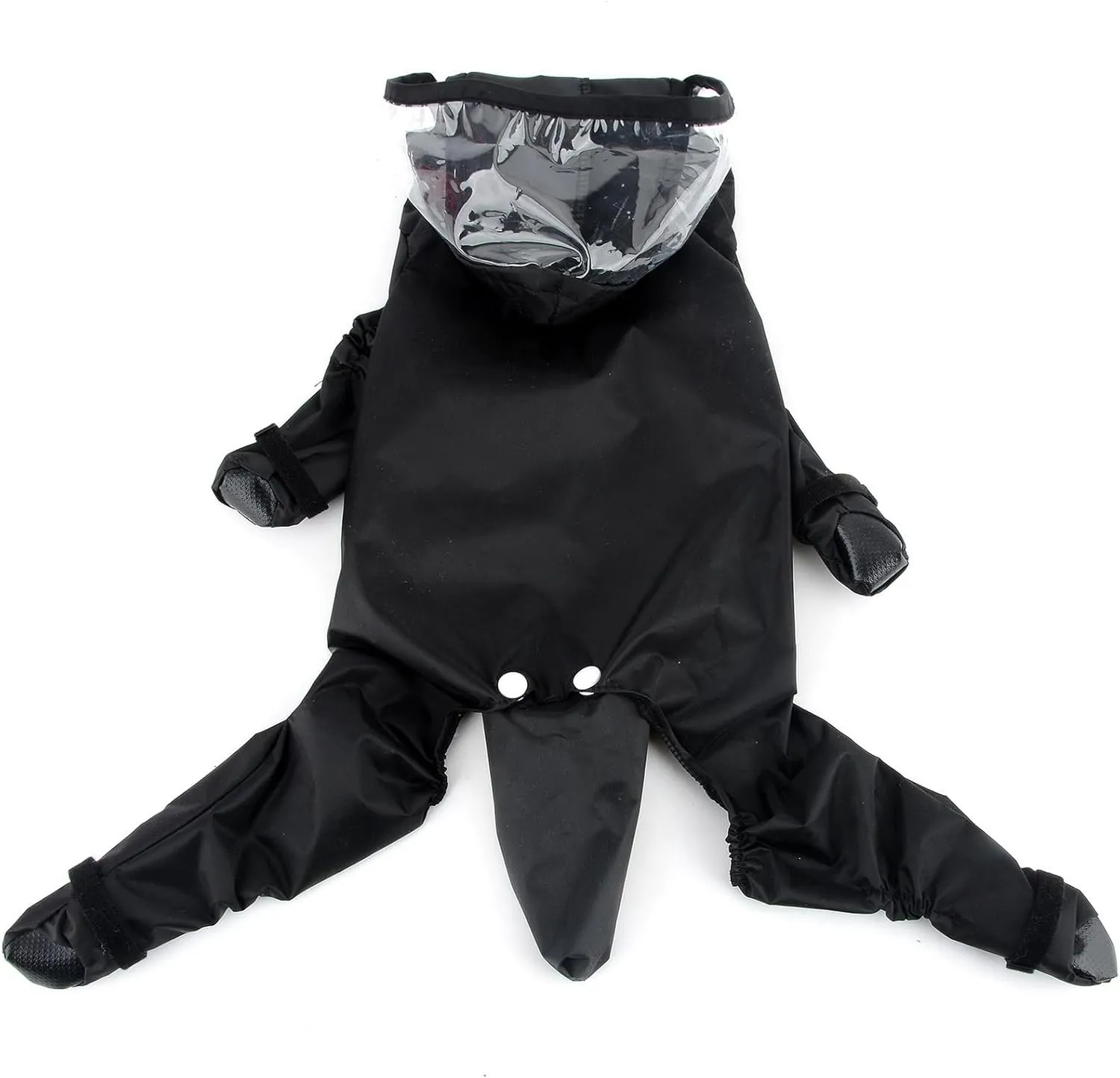 Zunea Waterproof Dog Raincoat with Hood for Small Dogs Rain Poncho Jumpsuit with Rain Boots Puppy Hooded Slicker Rainwear Four-Legged Pet Rain Jacket for Walking Black M