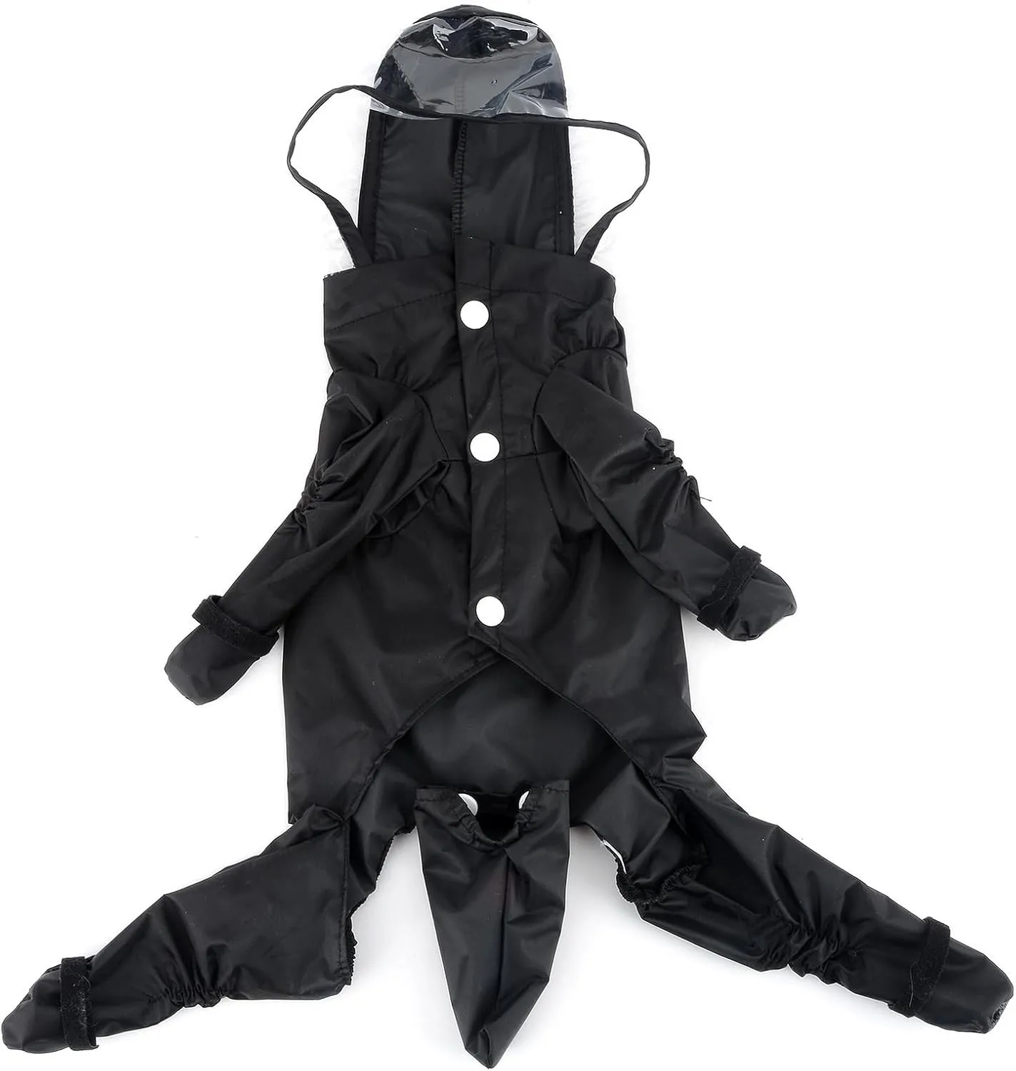 Zunea Waterproof Dog Raincoat with Hood for Small Dogs Rain Poncho Jumpsuit with Rain Boots Puppy Hooded Slicker Rainwear Four-Legged Pet Rain Jacket for Walking Black M