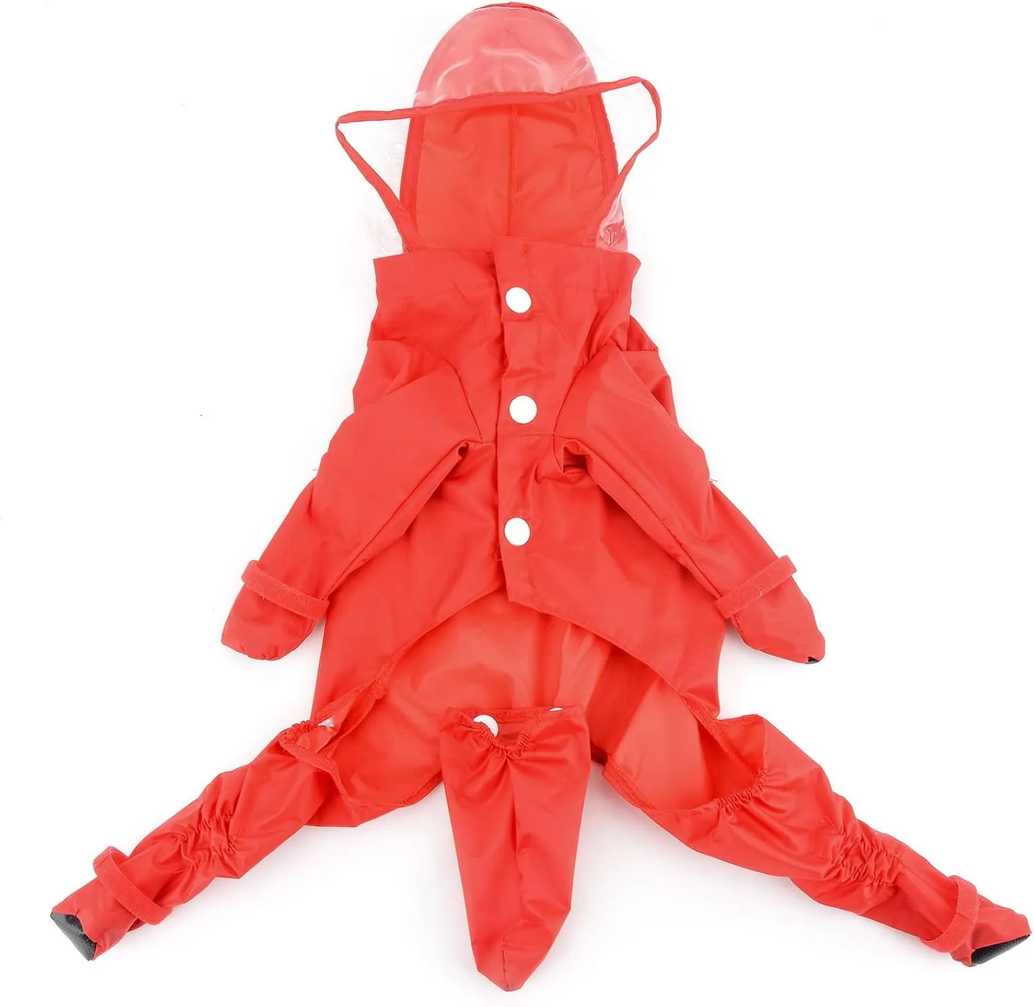 Zunea Waterproof Dog Raincoat with Hood for Small Dogs Rain Poncho Jumpsuit with Rain Boots Puppy Hooded Slicker Rainwear Four-Legged Pet Rain Jacket for Walking Red M