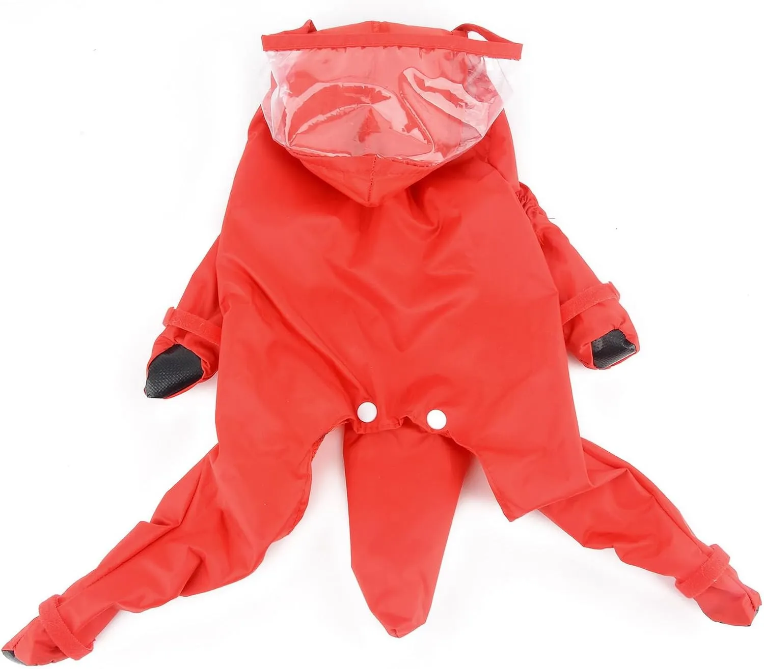 Zunea Waterproof Dog Raincoat with Hood for Small Dogs Rain Poncho Jumpsuit with Rain Boots Puppy Hooded Slicker Rainwear Four-Legged Pet Rain Jacket for Walking Red M